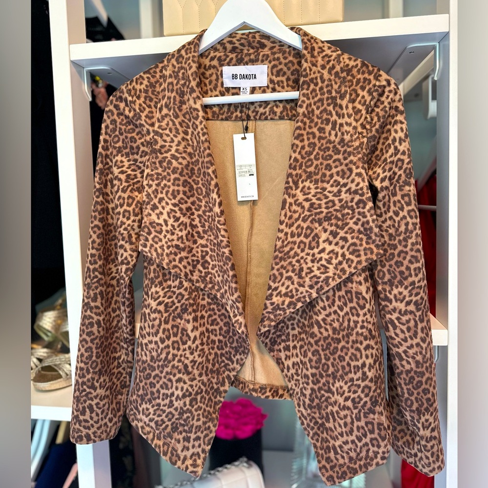 BB Dakota Sueded Leopard Print Blazer